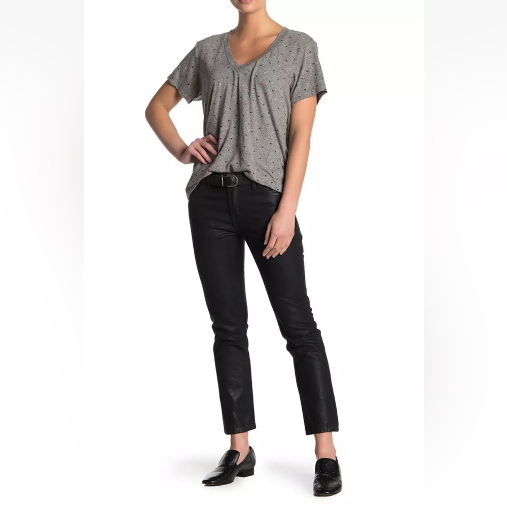 Current Elliott The Cropped Straight in Coated Black W1384 Sz 26